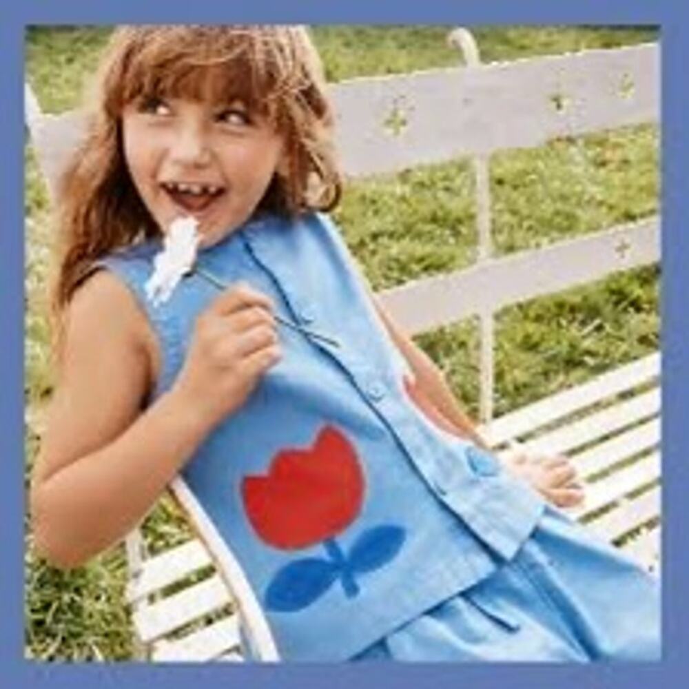 Hanna Andersson Girls' Blue Tulip 2-Piece Set 10 cottagecore garden whimsy